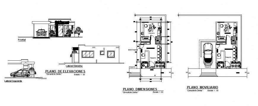 Dental clinic building working plan and elevation in autocad