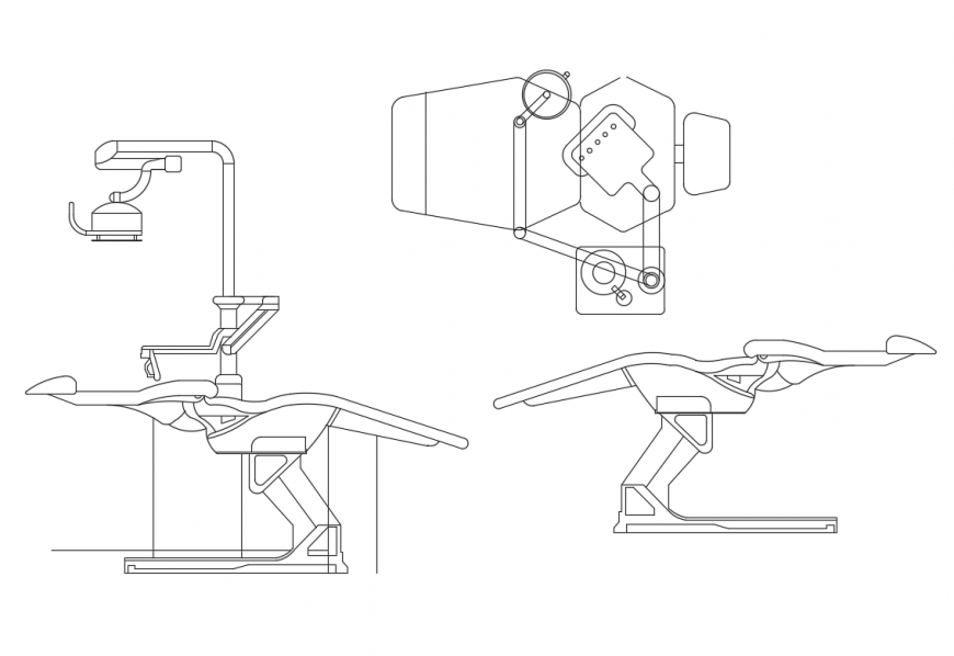 Dental clinic chair all sided elevation cad blocks details dwg file
