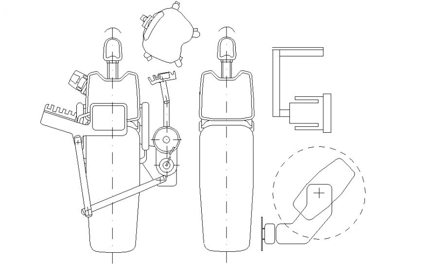 Dental Clinic Chair Detail Plan & Side View Design