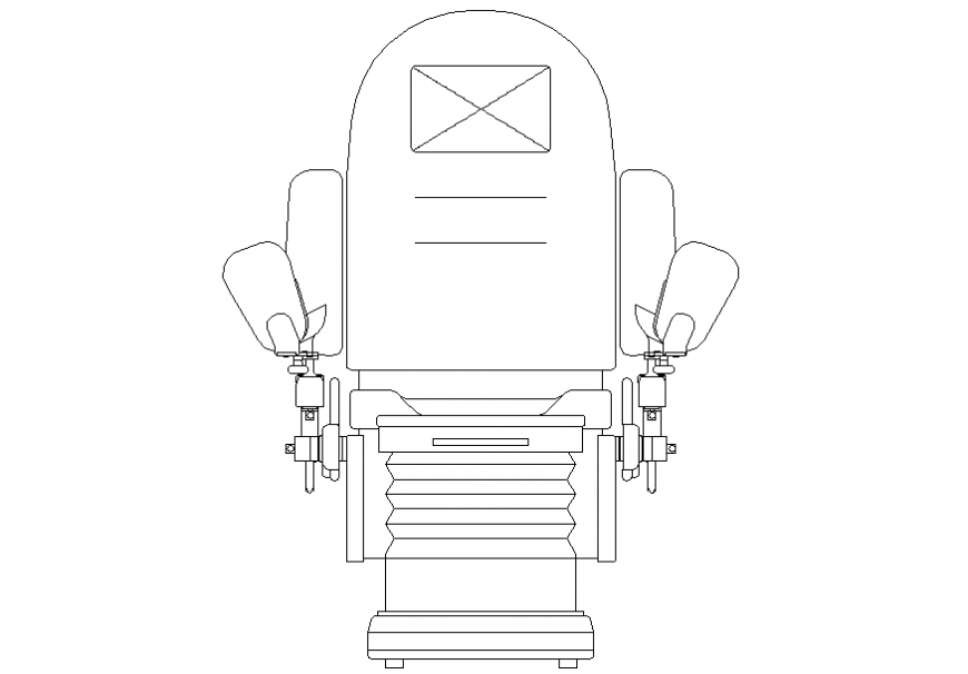 Dental clinic chair top elevation cad block details dwg file