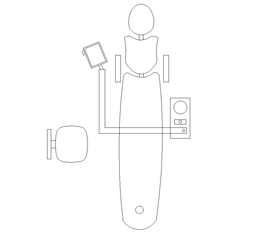 Dentist chair detail CAD furniture blocks 2d view layout file in dwg format