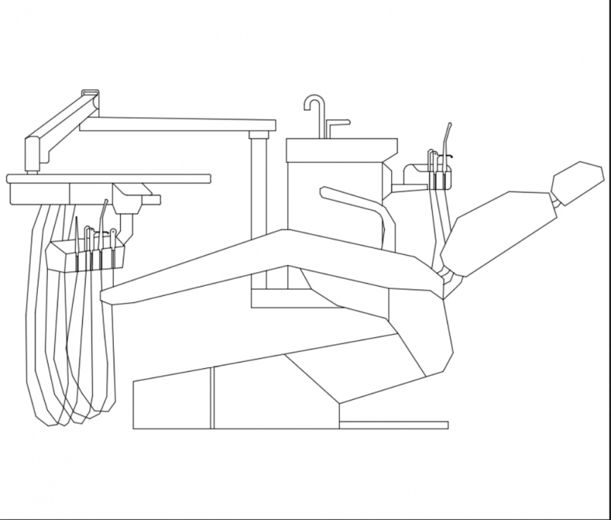 Dentist chair side elevation view with machine dwg file