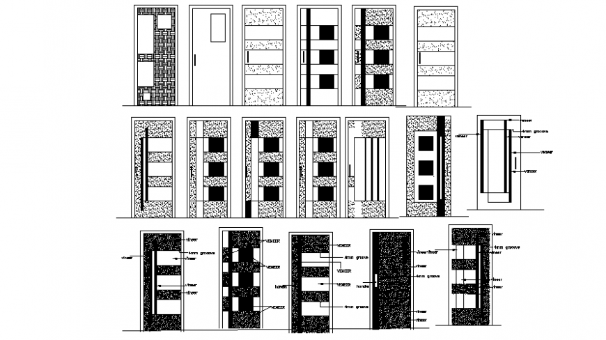Design details of door elevation drawings 2d view autocad file