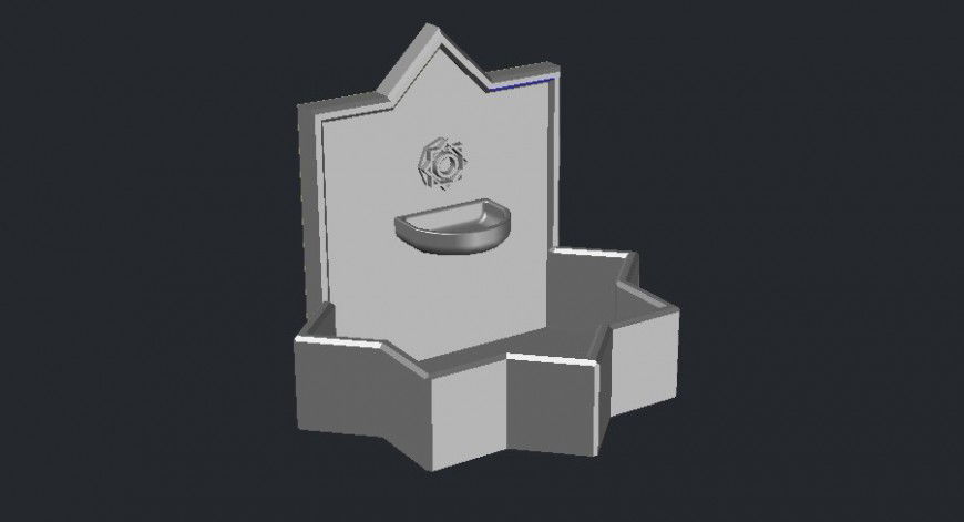 Design model of fountain 3d drawing layout file in dwg format