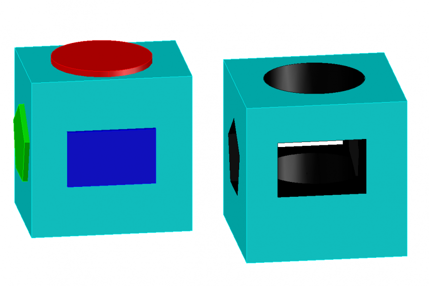 Design of 3d detail with logo and symbol with box area dwg file