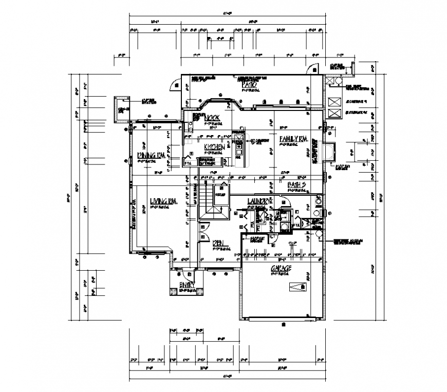 Design of architectural detail with plan of residential area dwg file