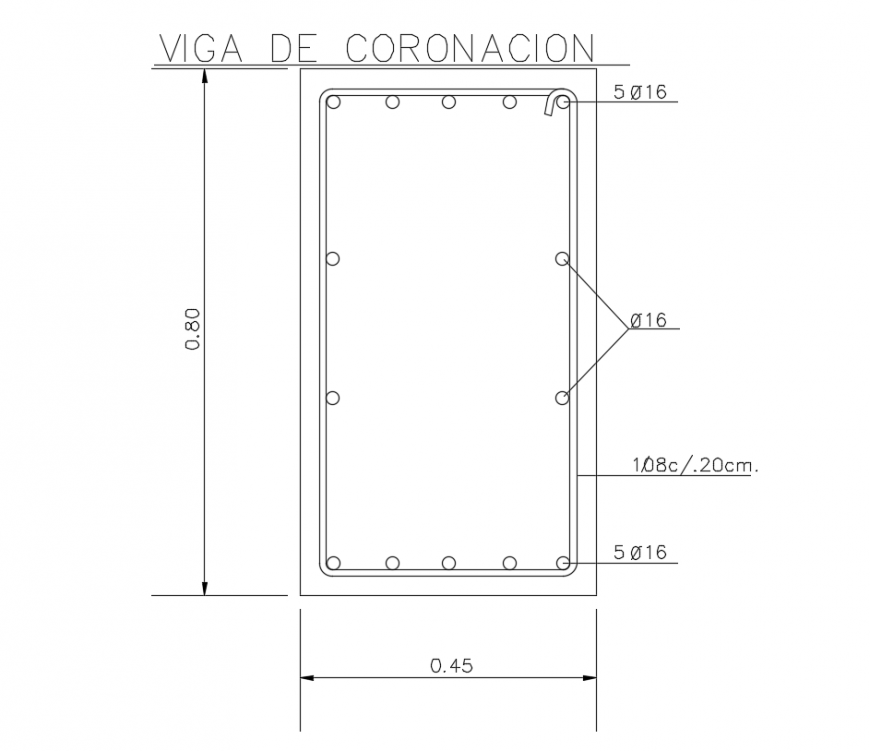 Design of beam in coronation with construction view dwg file