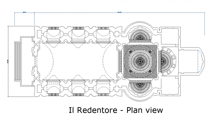Design of church with plan with architecture view dwg file