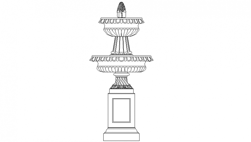 Design of fountain elevation dwg file