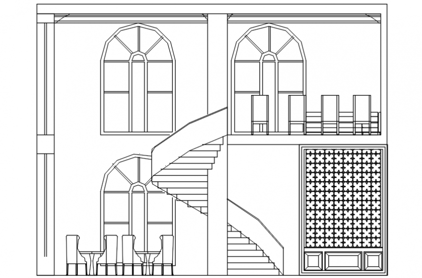 Design of hotel with elevation in AutoCAD software