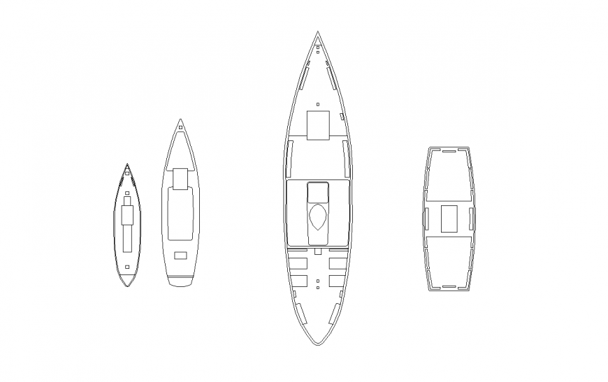 Design of plan of different boat dwg file