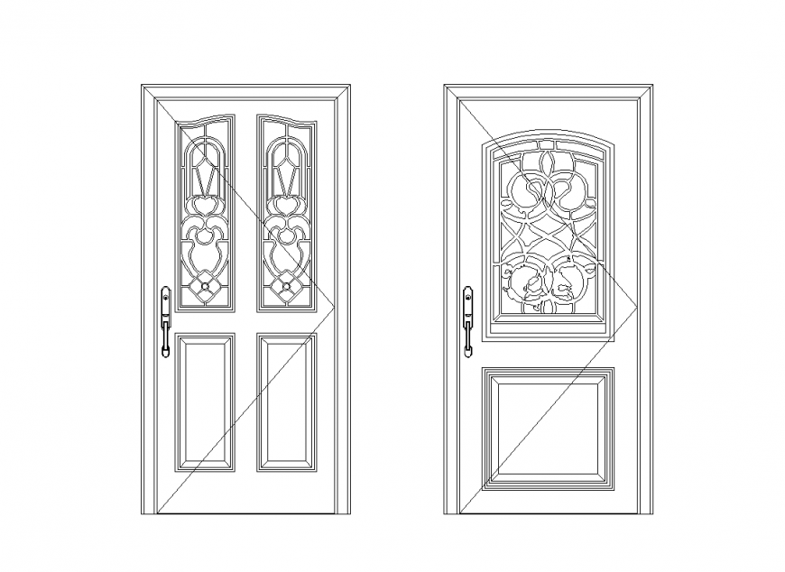 Design view of door elevation with block dwg file