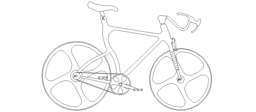 Designer cycle view with view of the vehicle block design view dwg file