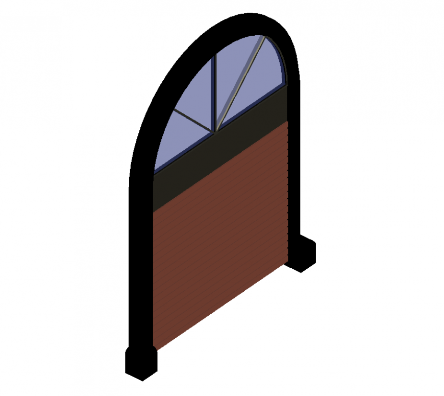 Designer door in 3d detail of furniture dwg file