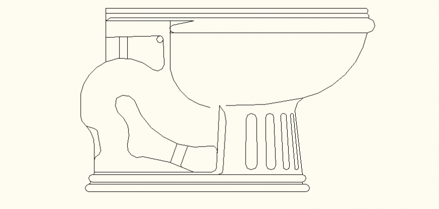 Designer flush toilet detail elevation layout file