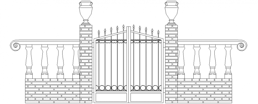 Designer grill type door design dwg file 