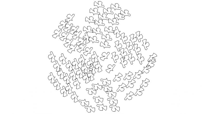 Designer leaf in a plan of tree block dwg file