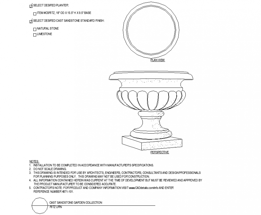Designer pot plan with detailed dwg file.