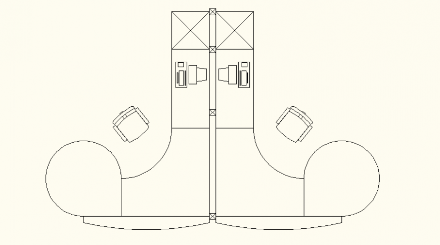 Designer Table and Chair CAD Layout with PC Placement