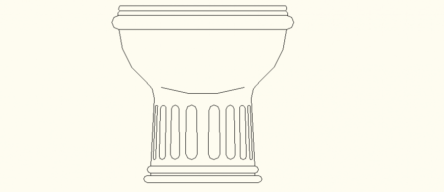 Designer toilet detail elevation dwg file