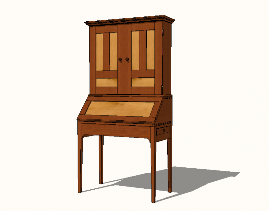 Desk table detail elevation 3d model Sketch-up file