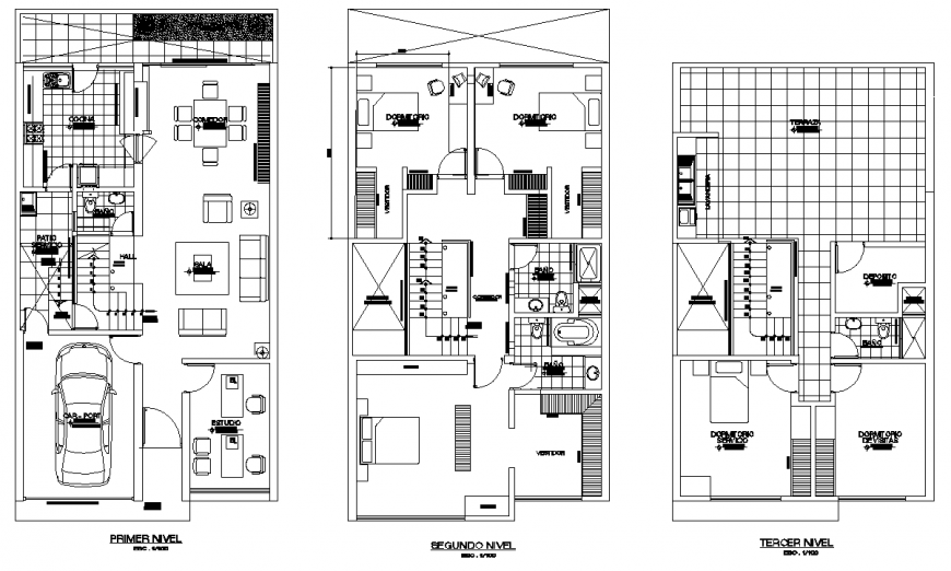 Detached house drawing in dwg file.