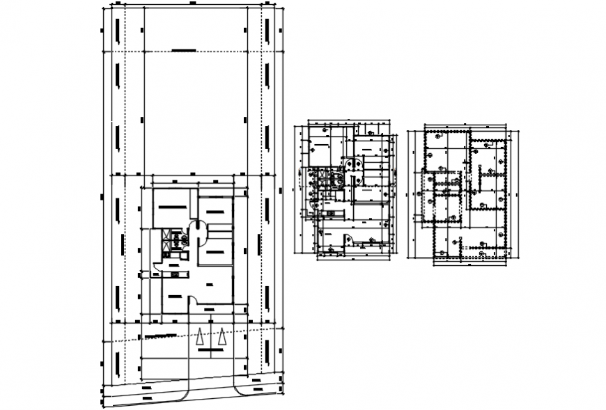 Detached house floors foundation plan and structure details dwg file