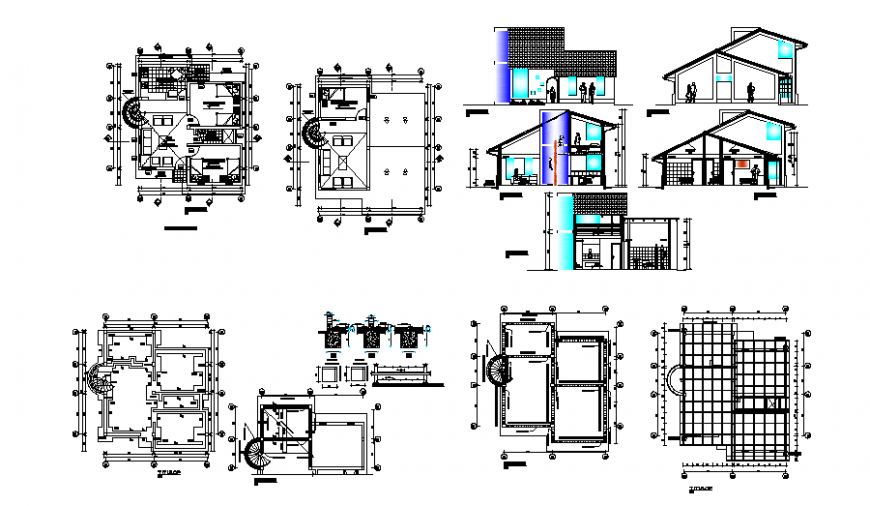 Detached house full project type plan autocad file