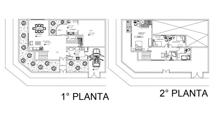 Detached house in corner floor plan distribution cad drawing details dwg file