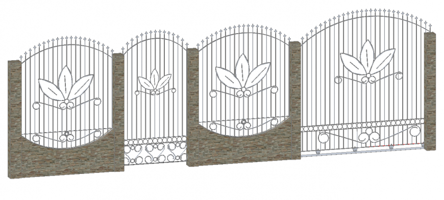 Detail 3d model of house fencing CAD blocks layout file
