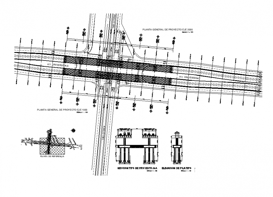 Detail sky road bridge detail plan 2d view layout file