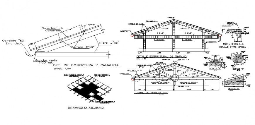Detail 2d block of roofing structure layout file in autocad format