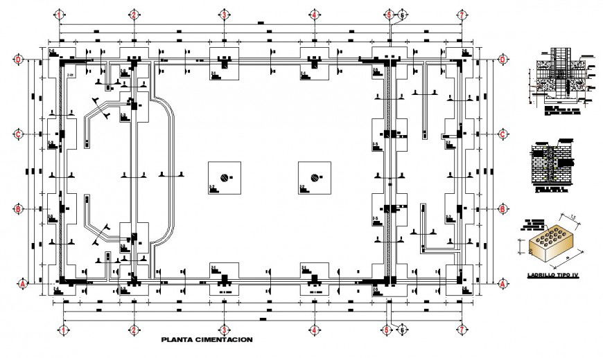 Detail 2d construction block of column structure layout file in autocad format