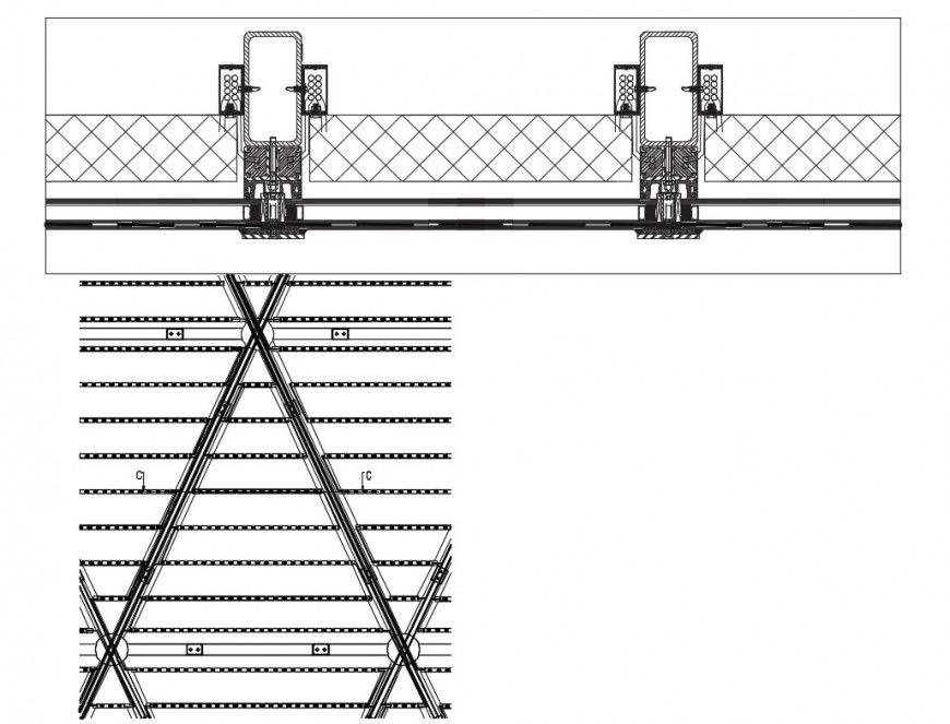 Detail 2d construction block section layout file in dwg format