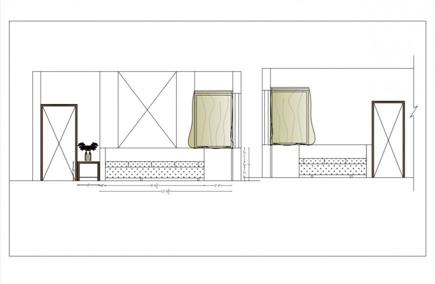 Detail 2d elevation of drawing room layout pdf file