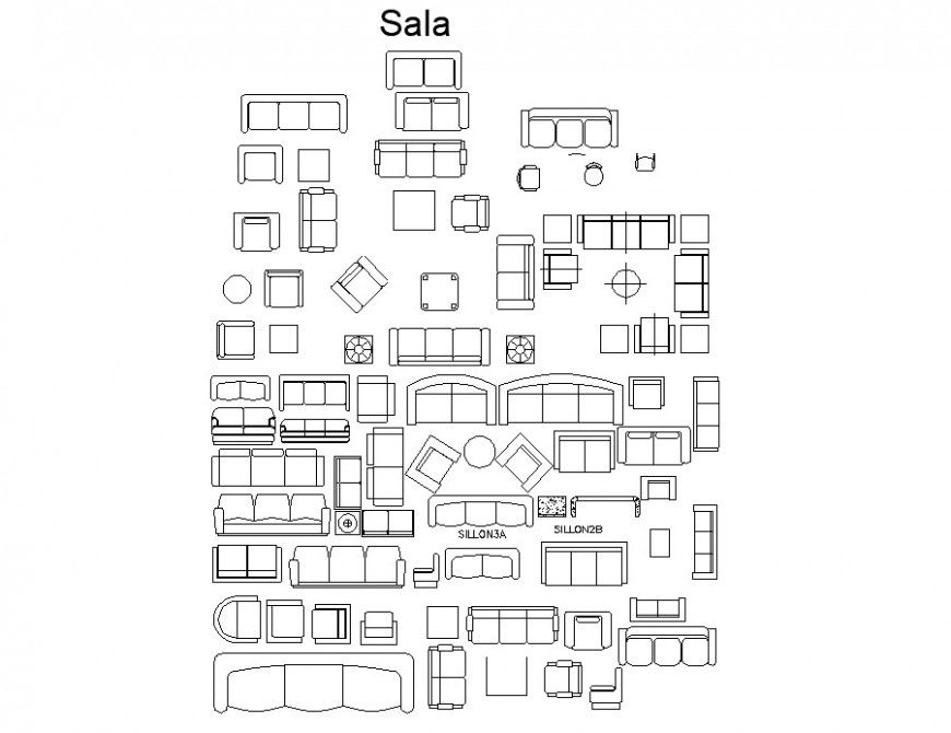 Detailed 2D Sofa Set Units CAD Blocks for Furniture Design