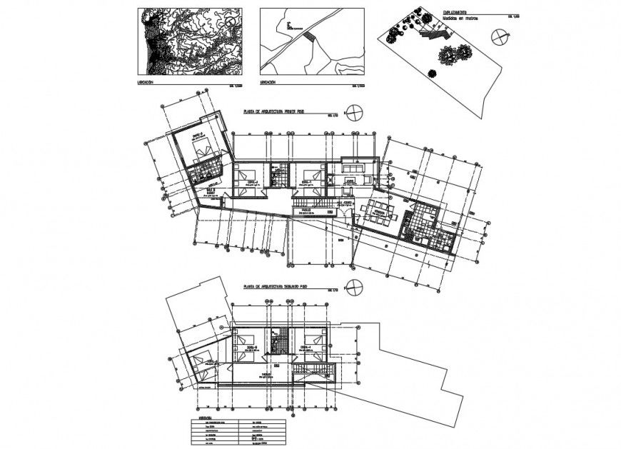 Detail 2d plan of building block with furniture blocks autocad file