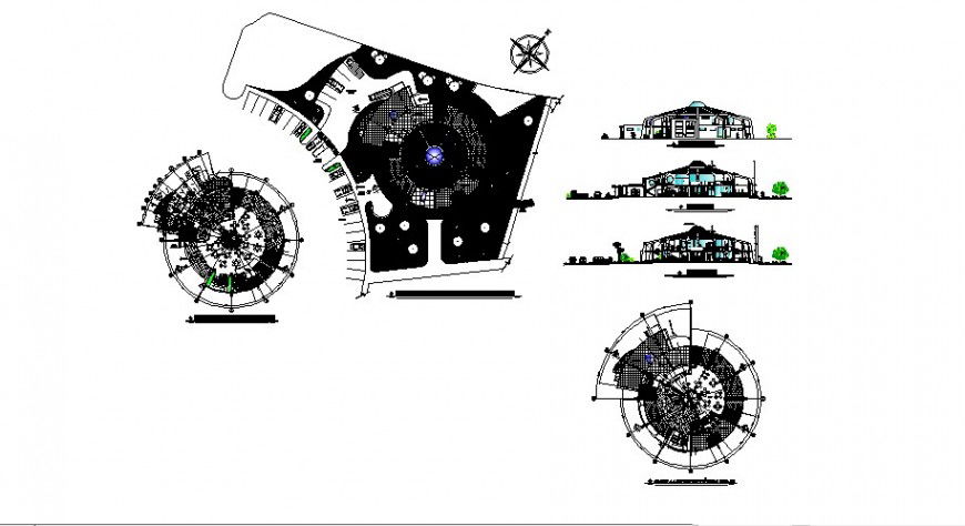 Detail 2d plan of the restaurant building block layout file in autocad format