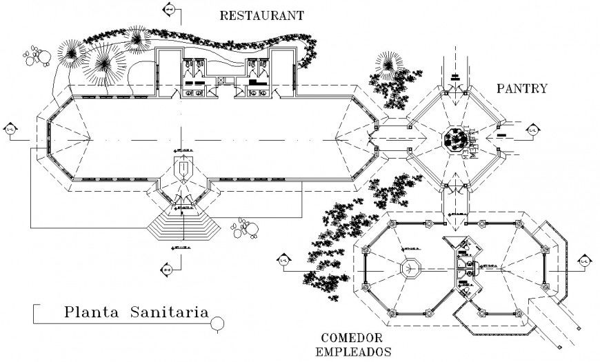 Detail 2d view layout co-operative building block autocad file