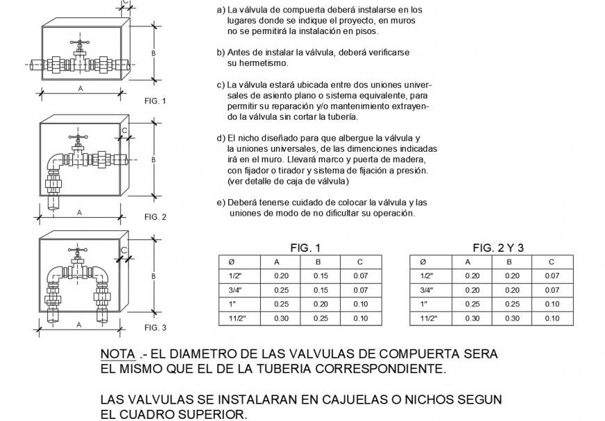 Detail 2d view of plumbing tap layout file in autocad format