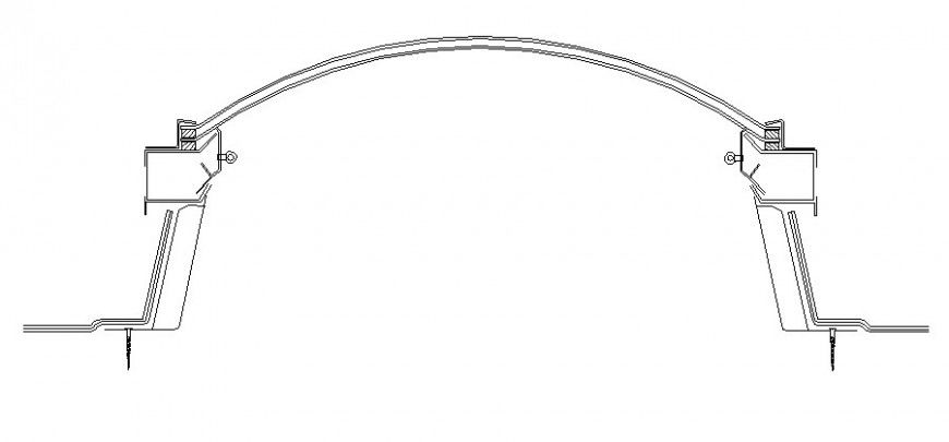 Detail 2d view of shade structure elevation in AutoCAD