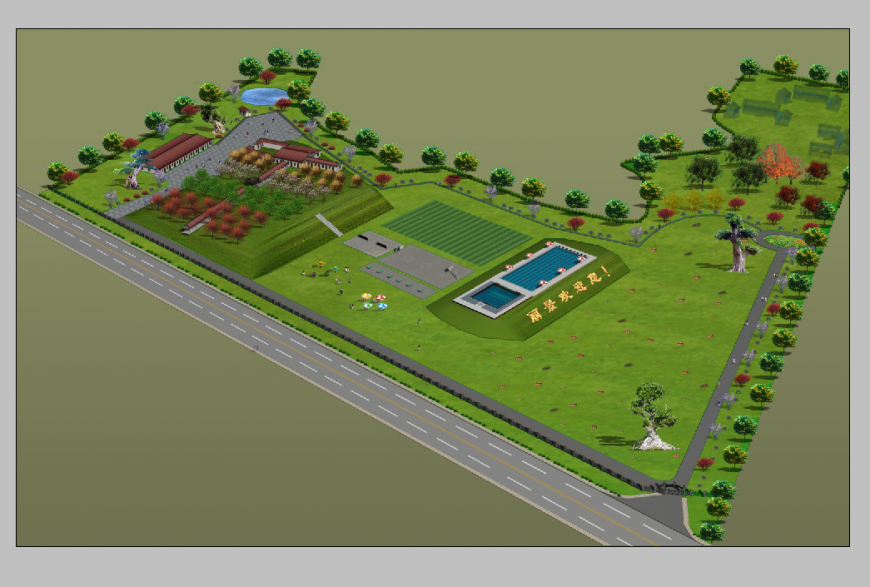 Detail 3d model elevation of an area layout photoshop file
