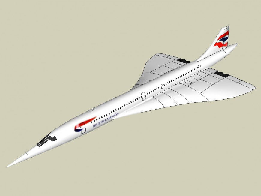 Detail 3d model of British airway airplane sketch-up file
