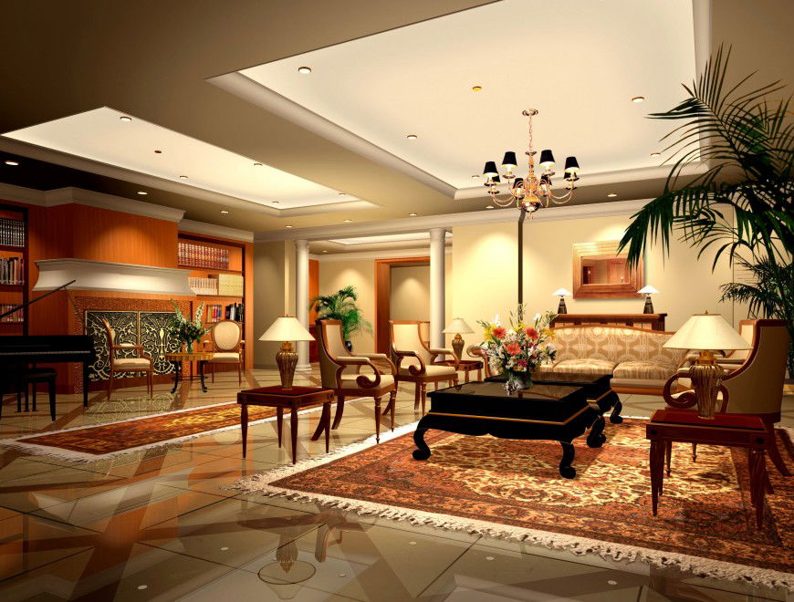 Detail 3d model of drawing room elevation photo file