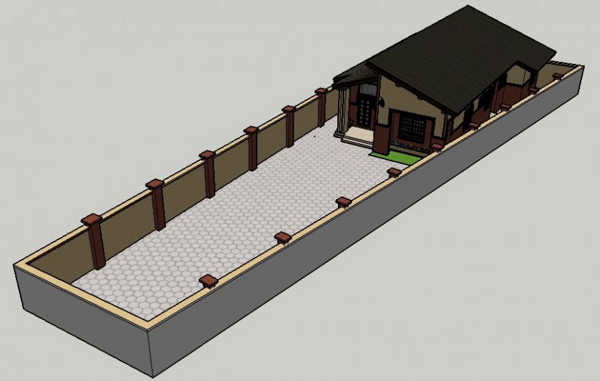 Detail 3d model of residential housing in sketch-up software