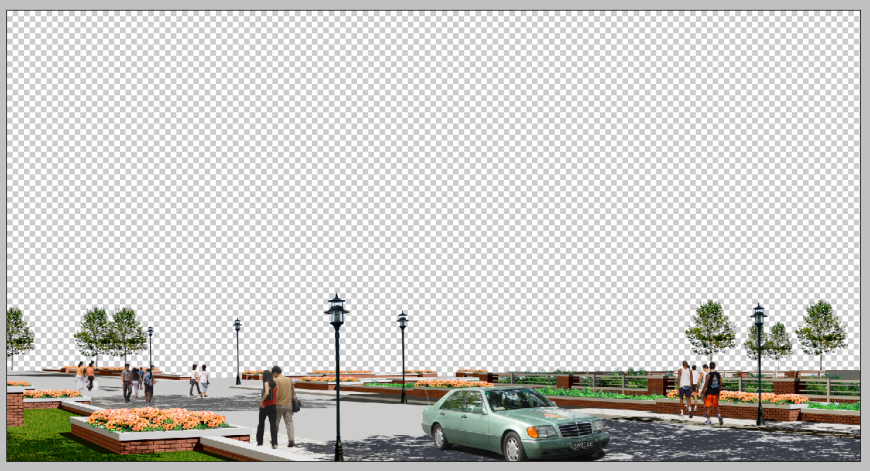 Detail 3d model of road way elevation photoshop file