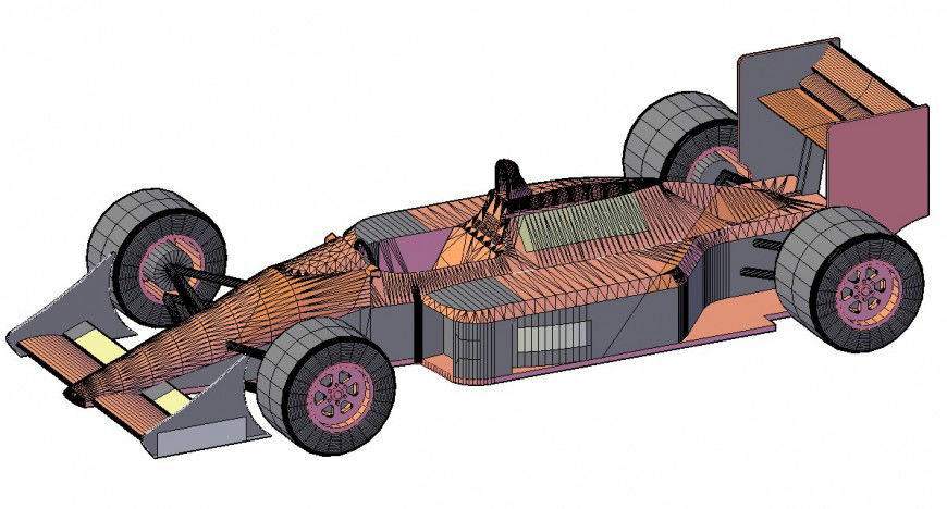 Detail 3d model of sports car CAD blocks layout file in dwg format