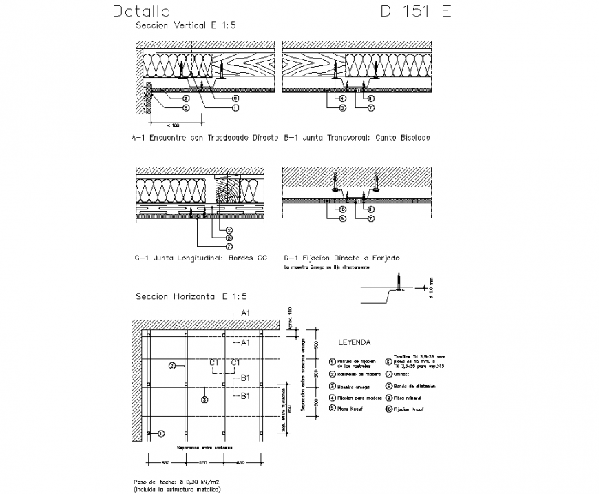 Detail American ceiling plan and section autocad file