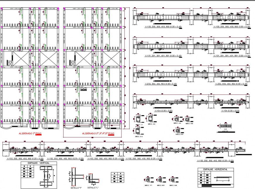 Detail Beam and column section plan autocad file