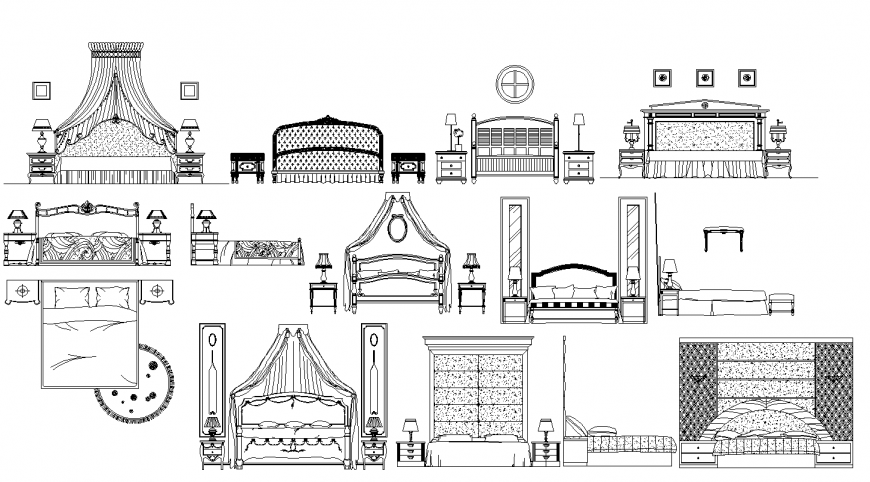 Bed Elevation CAD Block Design in AutoCAD Drawing File